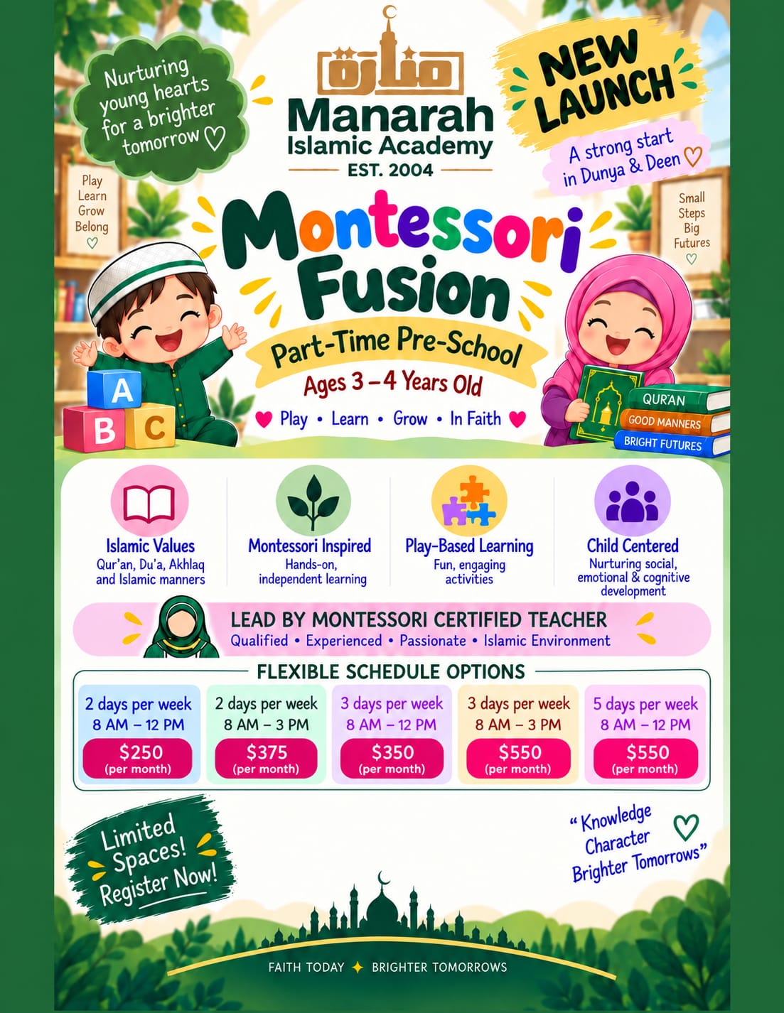 Manarah Montessori Fusion Preschool Flyer